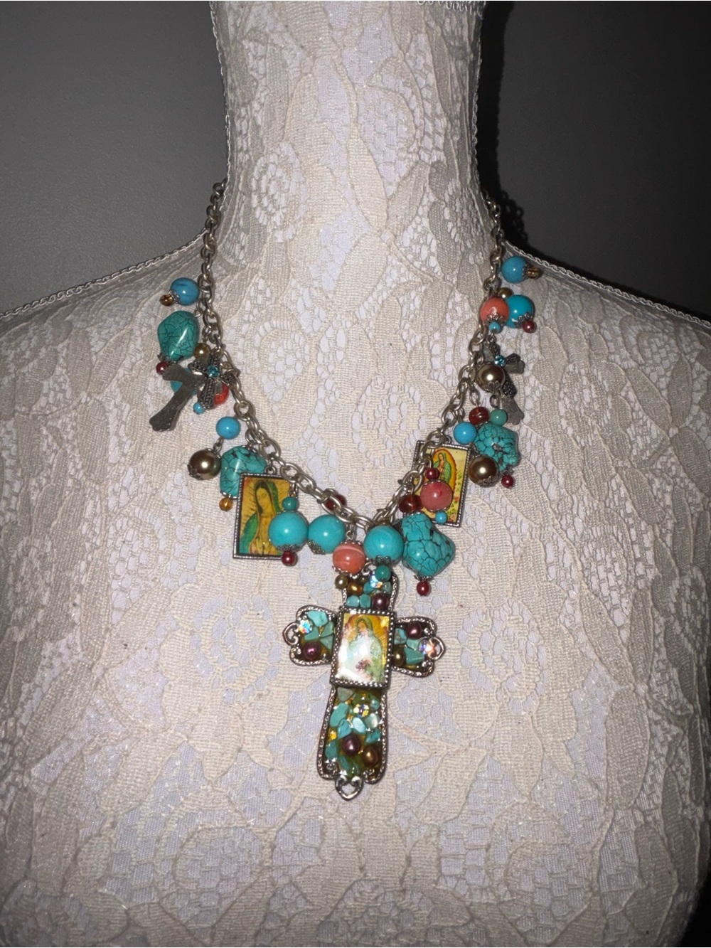 Yousi (You and I) Huge Dramatic & Colorful Cross Statement Necklace